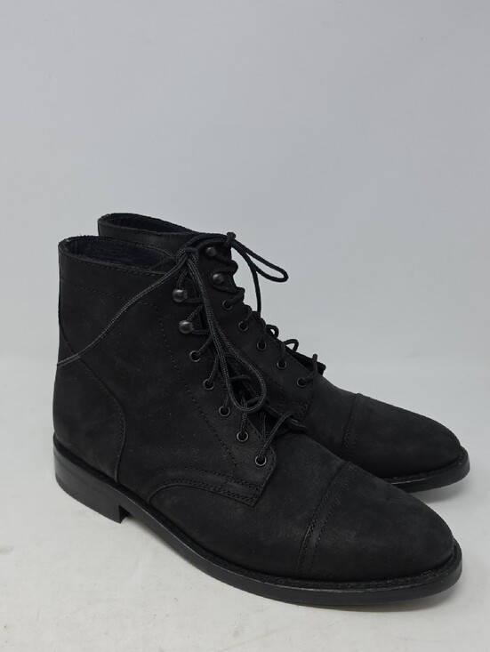 Thursday Captain Black Matte Leather Cap Toe Biker Combat Boots Men\'s  Size 12